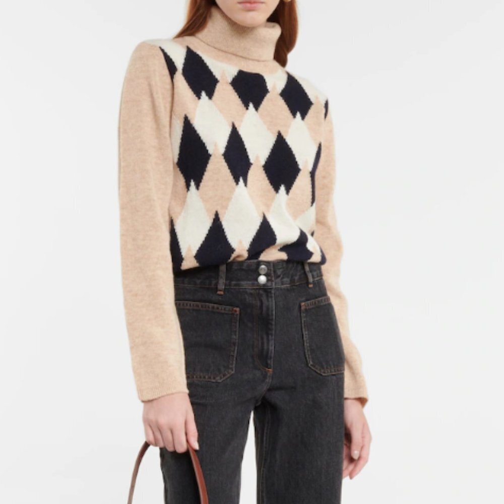 A.P.C. July jacquard wool turtleneck sweater size small